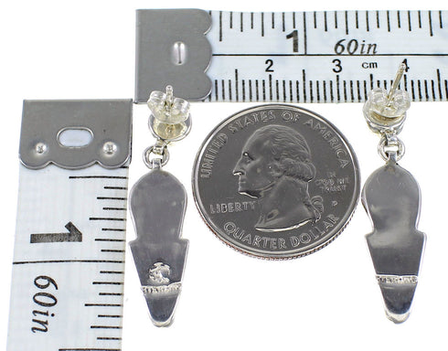 Multicolor Inlay Southwestern Authentic Sterling Silver Post Dangle Earrings AX95372