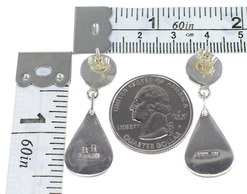 Sterling Silver Multicolor Inlay Jewelry Southwestern Post Dangle Earrings AX95399