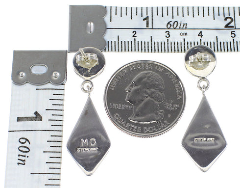 Multicolor Inlay Jewelry Genuine Sterling Silver Post Dangle Earrings AX95411