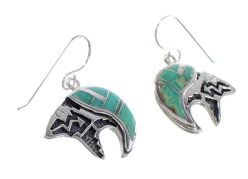 Turquoise Genuine Sterling Silver Bear And Arrow Hook Dangle Earrings AX95692