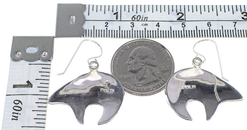 Turquoise Genuine Sterling Silver Bear And Arrow Hook Dangle Earrings AX95692