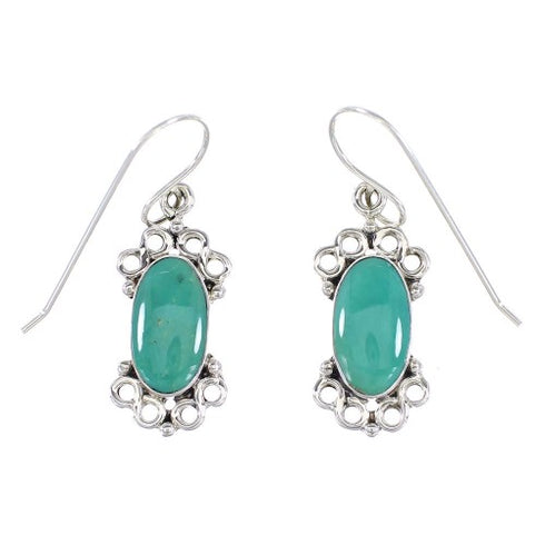Turquoise Sterling Silver Southwest Jewelry Hook Dangle Earrings AX95728