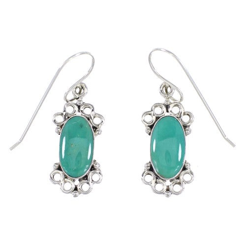 Turquoise Sterling Silver Southwest Jewelry Hook Dangle Earrings AX95728