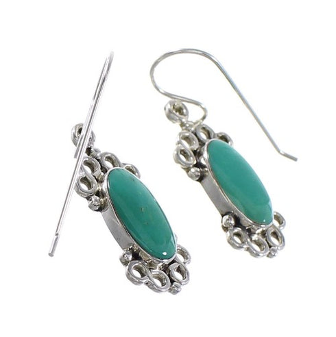 Turquoise Sterling Silver Southwest Jewelry Hook Dangle Earrings AX95728