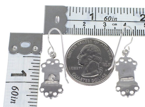 Turquoise Sterling Silver Southwest Jewelry Hook Dangle Earrings AX95728