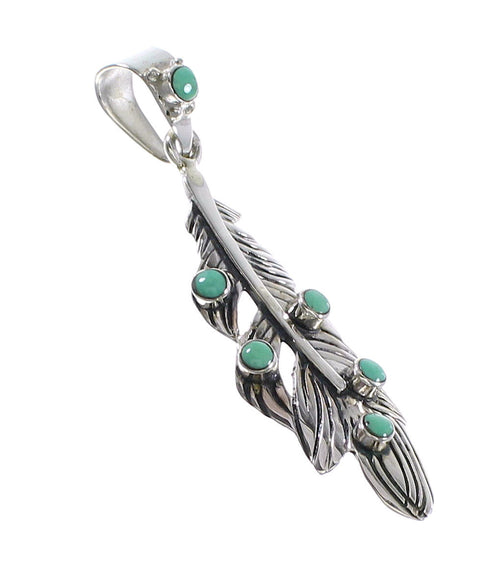 Turquoise Sterling Silver Southwest Feather Jewelry Pendant RX95267