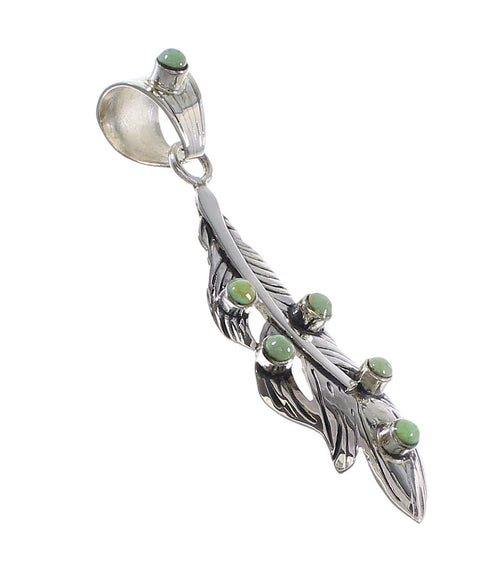 Turquoise Sterling Silver Feather Southwest Pendant RX95271