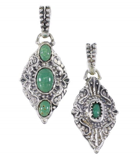 Turquoise Authentic Sterling Silver Reversible Pendant