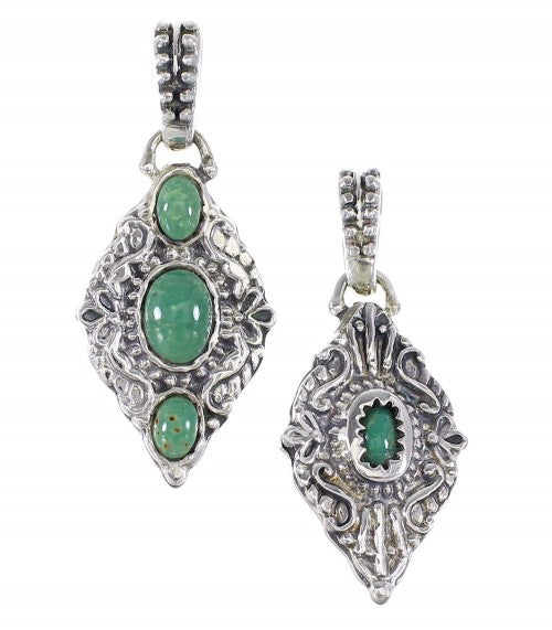 Turquoise Authentic Sterling Silver Reversible Pendant