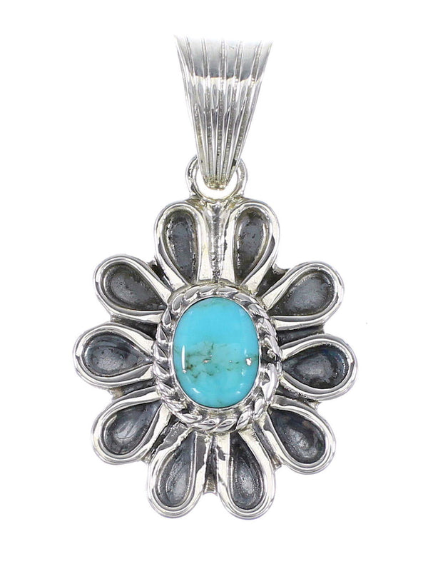 Turquoise Sterling Silver Jewelry Southwestern Flower Pendant AX95298