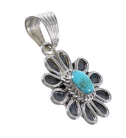Turquoise Sterling Silver Jewelry Southwestern Flower Pendant AX95298