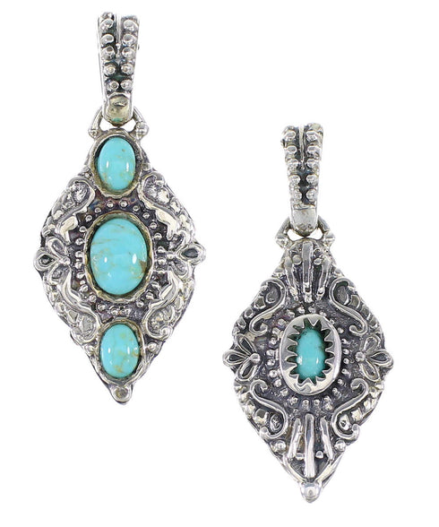 Turquoise Genuine Sterling Silver Reversible Pendant AX95332