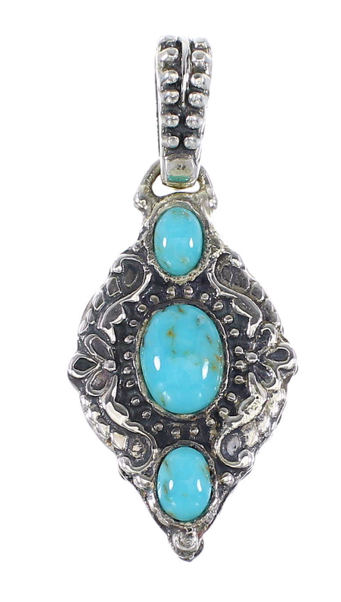 Turquoise Southwestern Genuine Sterling Silver Reversible Pendant AX95334