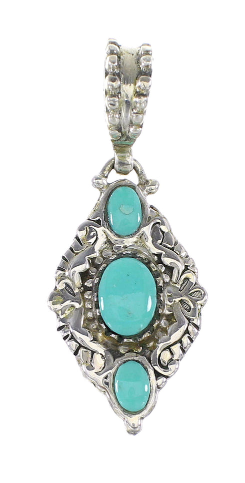 Turquoise Southwestern Authentic Sterling Silver Reversible Pendant AX95335