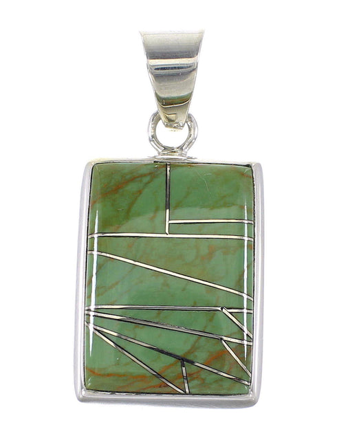 Authentic Sterling Silver Turquoise Inlay Jewelry Pendant AX95454