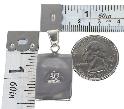 Authentic Sterling Silver Turquoise Inlay Jewelry Pendant AX95454