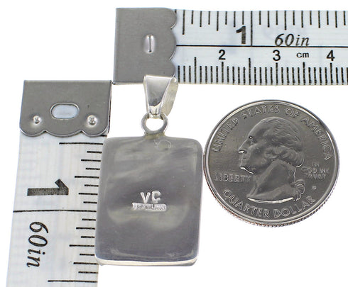 Authentic Sterling Silver Turquoise Southwestern Jewelry Pendant AX95458