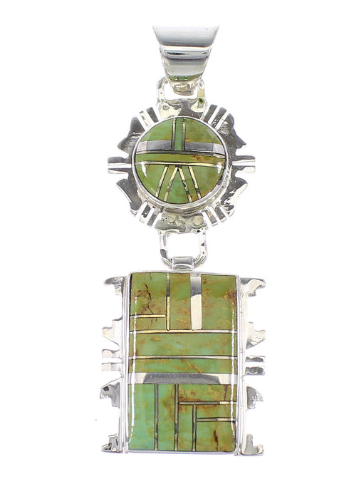 Turquoise Inlay Silver Jewelry Southwestern Pendant AX95475