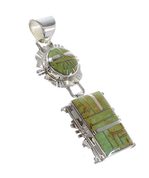 Turquoise Inlay Silver Jewelry Southwestern Pendant AX95475
