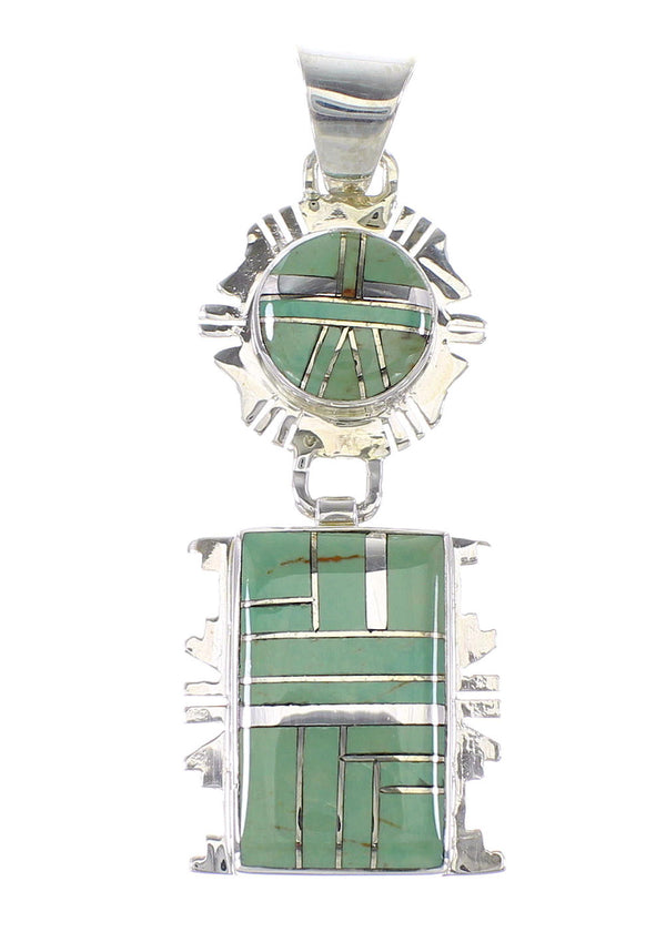 Turquoise Inlay Genuine Sterling Silver Jewelry Southwest Pendant AX95479