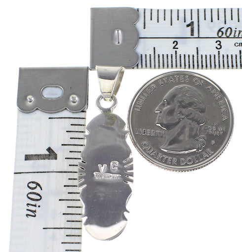 Turquoise Inlay Southwestern Sterling Silver Pendant AX95497