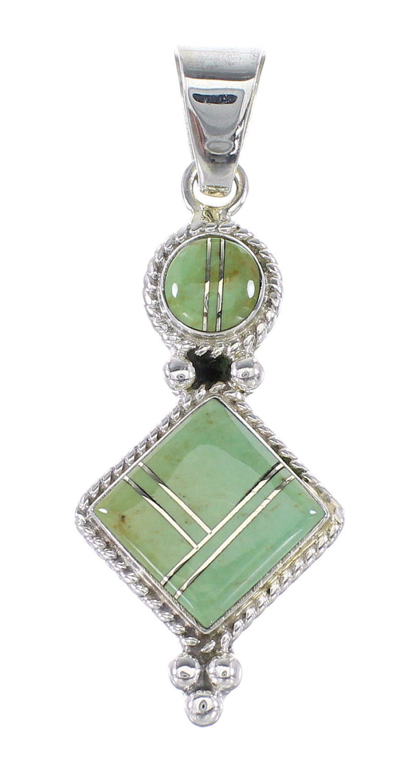 Authentic Sterling Silver Jewelry Turquoise Inlay Southwest Pendant AX95545