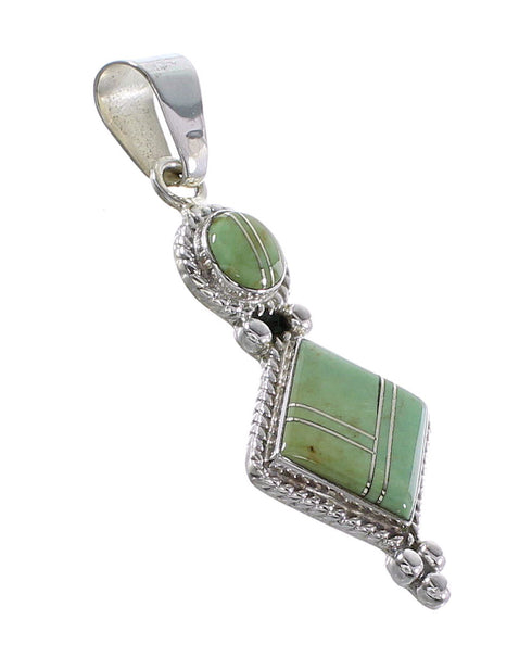 Authentic Sterling Silver Jewelry Turquoise Inlay Southwest Pendant AX95545