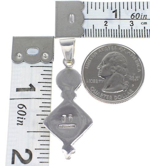 Authentic Sterling Silver Jewelry Turquoise Inlay Southwest Pendant AX95545