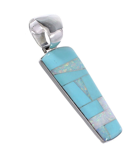 Genuine Sterling Silver Turquoise Opal Southwestern Jewelry Pendant RX95478