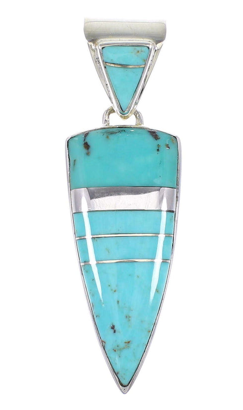 Southwestern Sterling Silver Turquoise Inlay Pendant AX96471