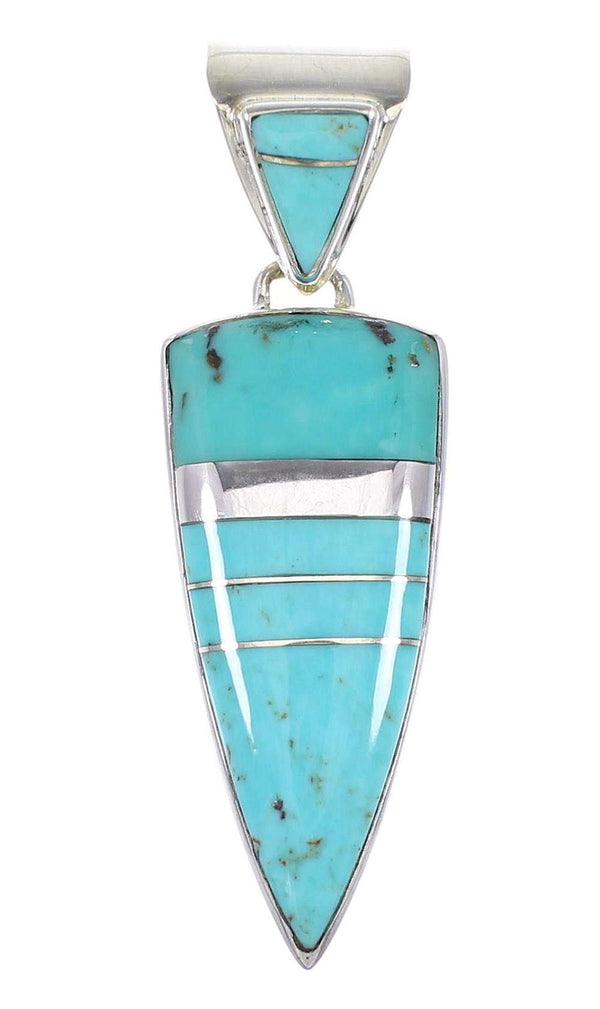 Southwestern Sterling Silver Turquoise Inlay Pendant AX96471