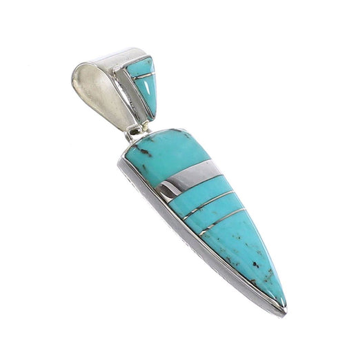 Southwestern Sterling Silver Turquoise Inlay Pendant AX96471