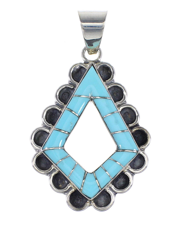 Turquoise Genuine Sterling Silver Southwest Jewelry Pendant AX96480