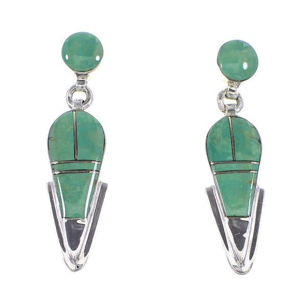 Southwest Sterling Silver Turquoise Post Dangle Earrings AX95986