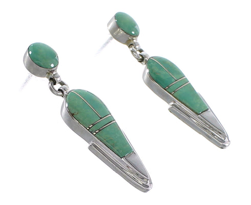 Southwest Sterling Silver Turquoise Post Dangle Earrings AX95986