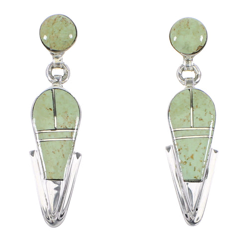 Silver Southwest Turquoise Inlay Jewelry Post Dangle Earrings AX95992