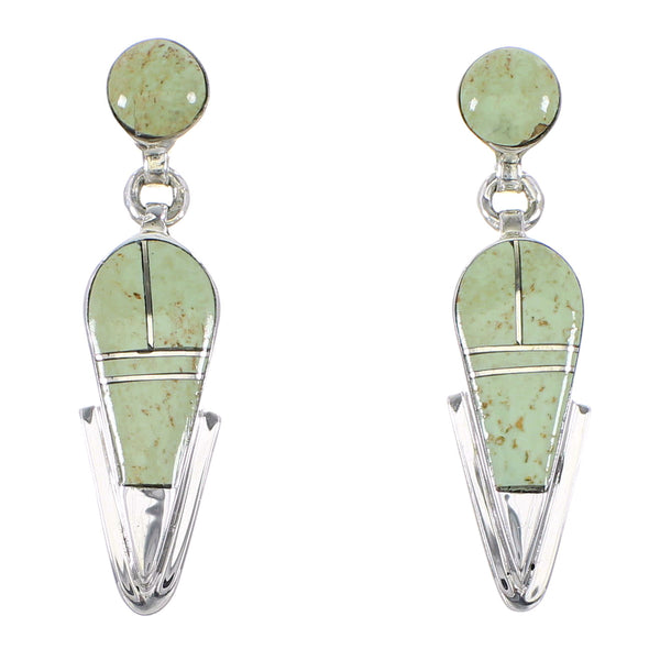 Silver Southwest Turquoise Inlay Jewelry Post Dangle Earrings AX95992