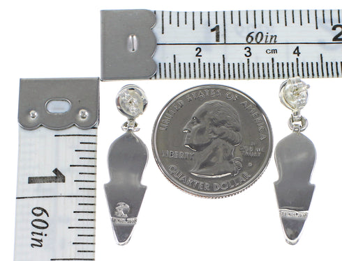 Silver Southwest Turquoise Inlay Jewelry Post Dangle Earrings AX95992