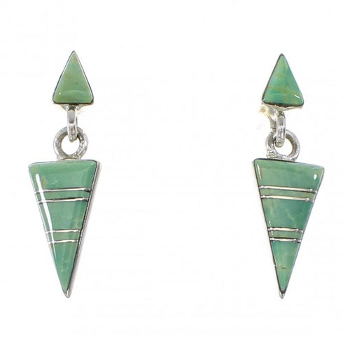 Turquoise Inlay Silver Post Dangle Earrings AX95996