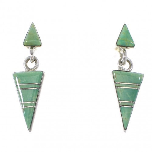 Turquoise Inlay Silver Post Dangle Earrings AX95996