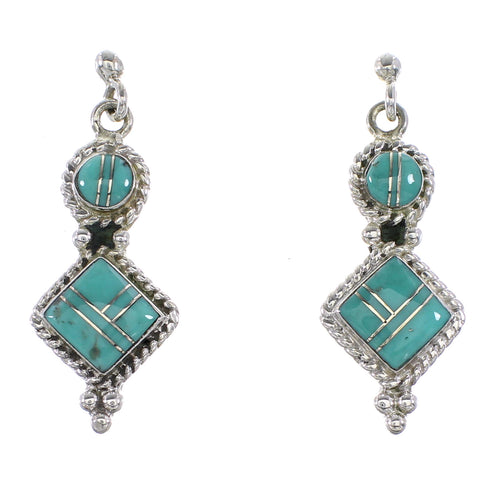 Southwest Turquoise Jewelry Silver Post Dangle Earrings AX96009