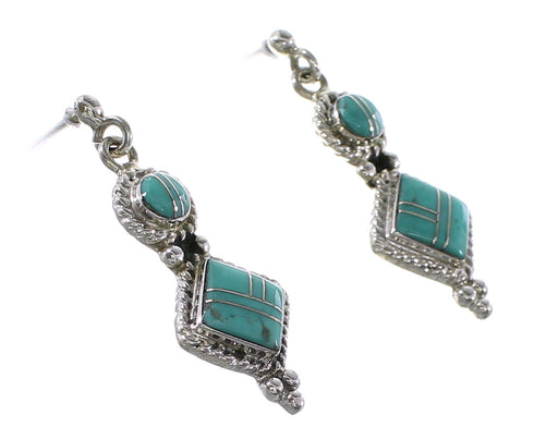 Southwest Turquoise Jewelry Silver Post Dangle Earrings AX96009