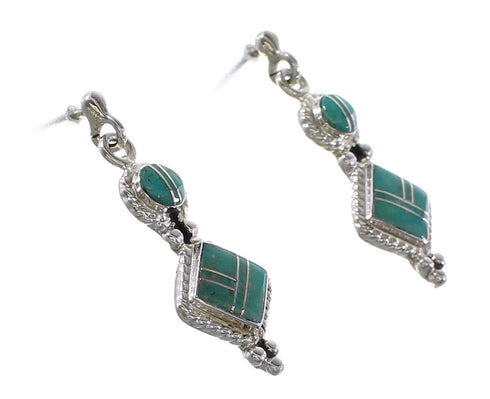 Southwest Silver Turquoise Post Dangle Earrings AX96015