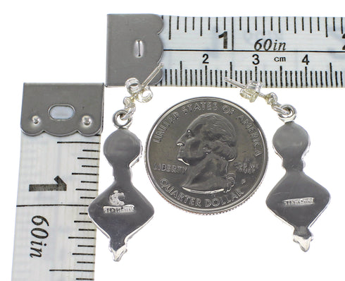 Southwest Silver Turquoise Post Dangle Earrings AX96015