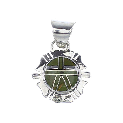 Turquoise Inlay Sterling Silver Southwestern Jewelry Pendant RX96202