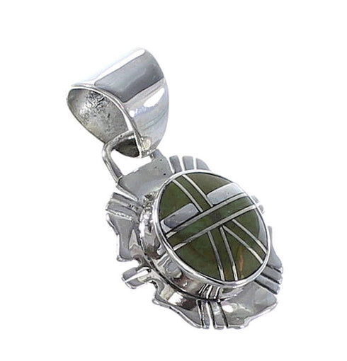 Turquoise Inlay Sterling Silver Southwestern Jewelry Pendant RX96202