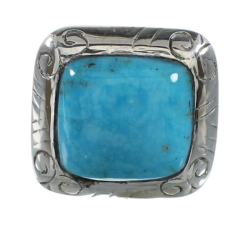 Southwestern Turquoise Sterling Silver Ring Size 5-1/4 AX96428