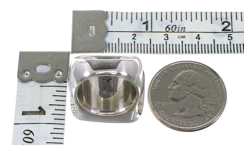 Southwestern Turquoise Sterling Silver Ring Size 5-1/4 AX96428