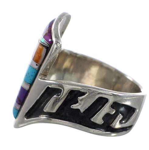 Multicolor Inlay Sterling Silver Jewelry Ring Size 6-1/4 AS37303