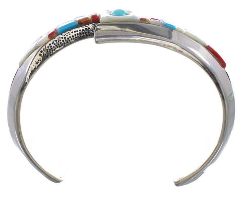 Multicolor Inlay Sterling Silver Cuff Bracelet RS75358